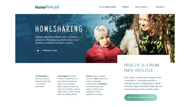 Screenshot of website Homesharing