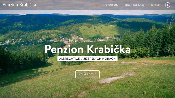 Screenshot of website Penzion Krabička